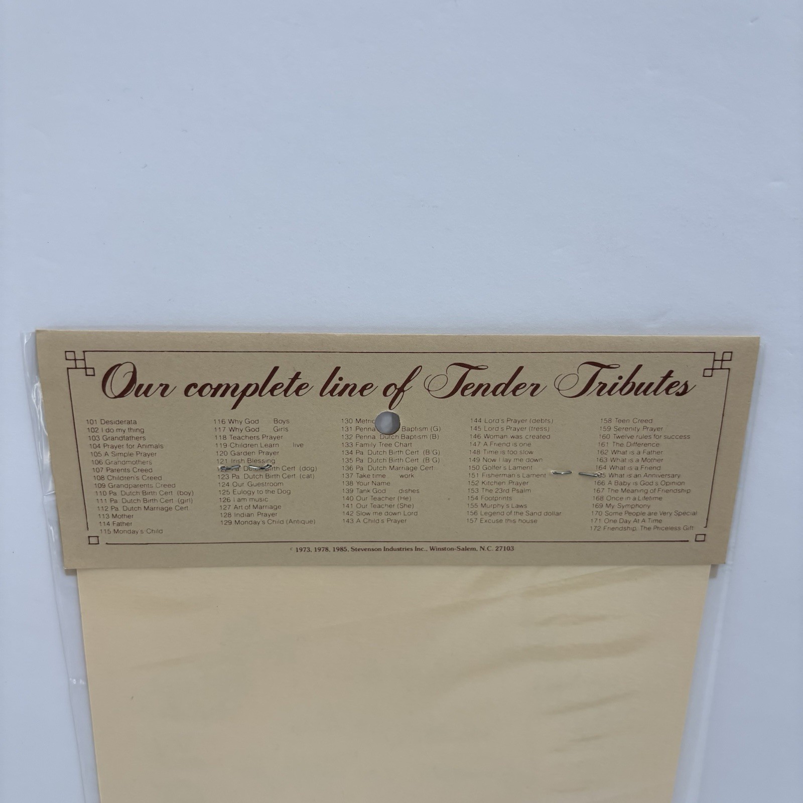 Vintage Petite Tender Tributes Wall Art Inspiration Quote Ivory Stock 6.5 x 8.25