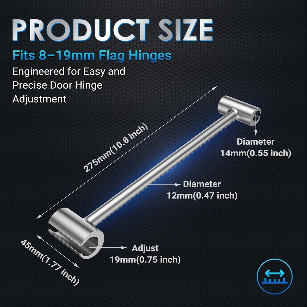 Versatile Door Hinge Gap Adjusting Wrench for Fire & Security Doors - Tool Steel
