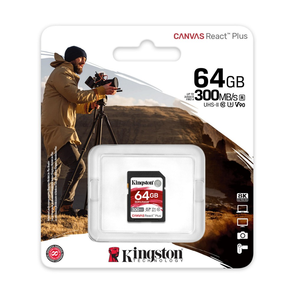 Kingston Canvas React Plus 64GB U3 V90 SD Card