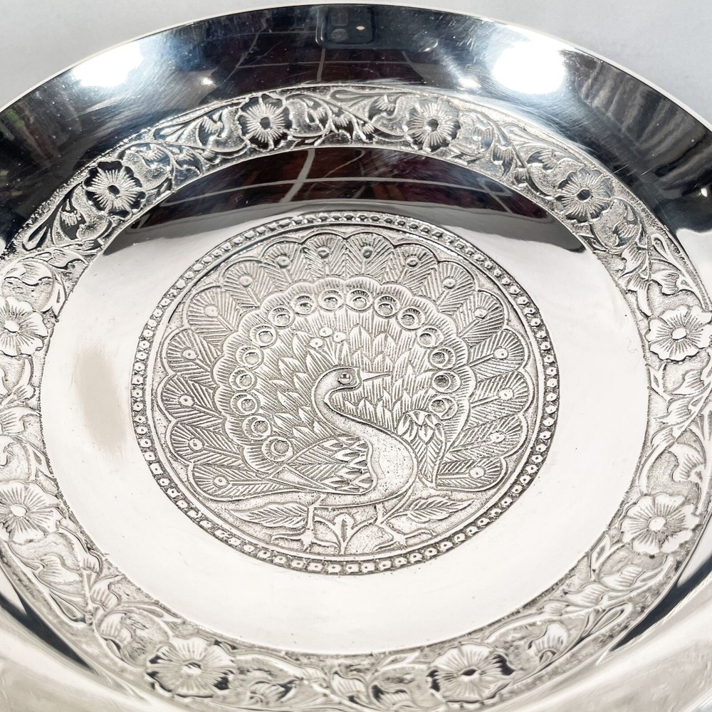 Silver Plated Peacock Design Bowl in Presentation Box