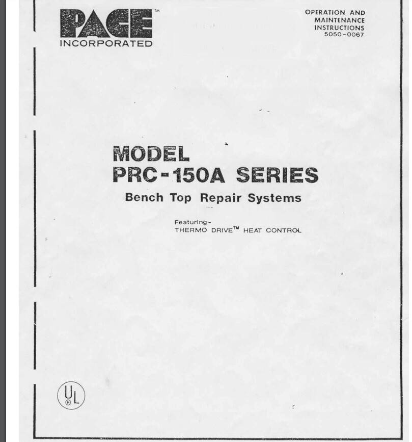Manual for Pace.Solder Desolder work station PRC-150A PPS-100A Digital Format