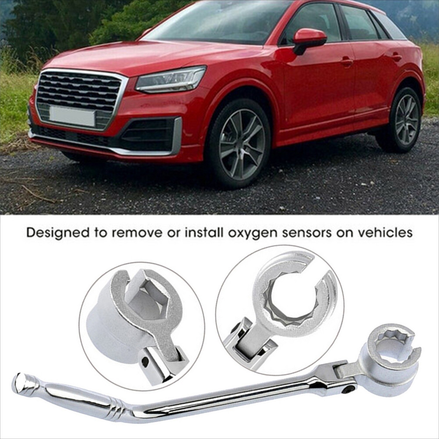 Double Sided Flexible O2 Sensor Wrench, 6 and 12 Point Socket Head 7/8" (22mm)