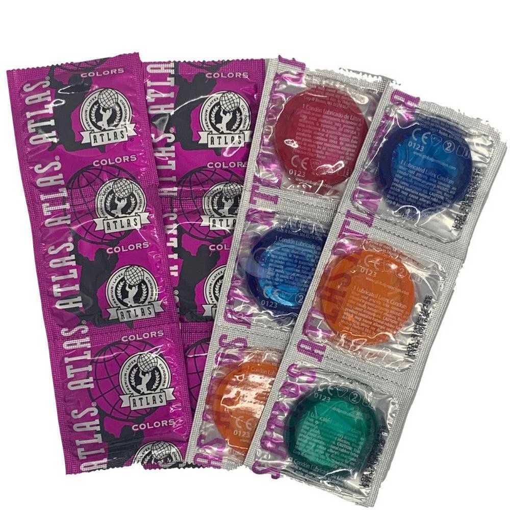 Atlas Assorted Colors Lubricated Condoms | 12-Pack