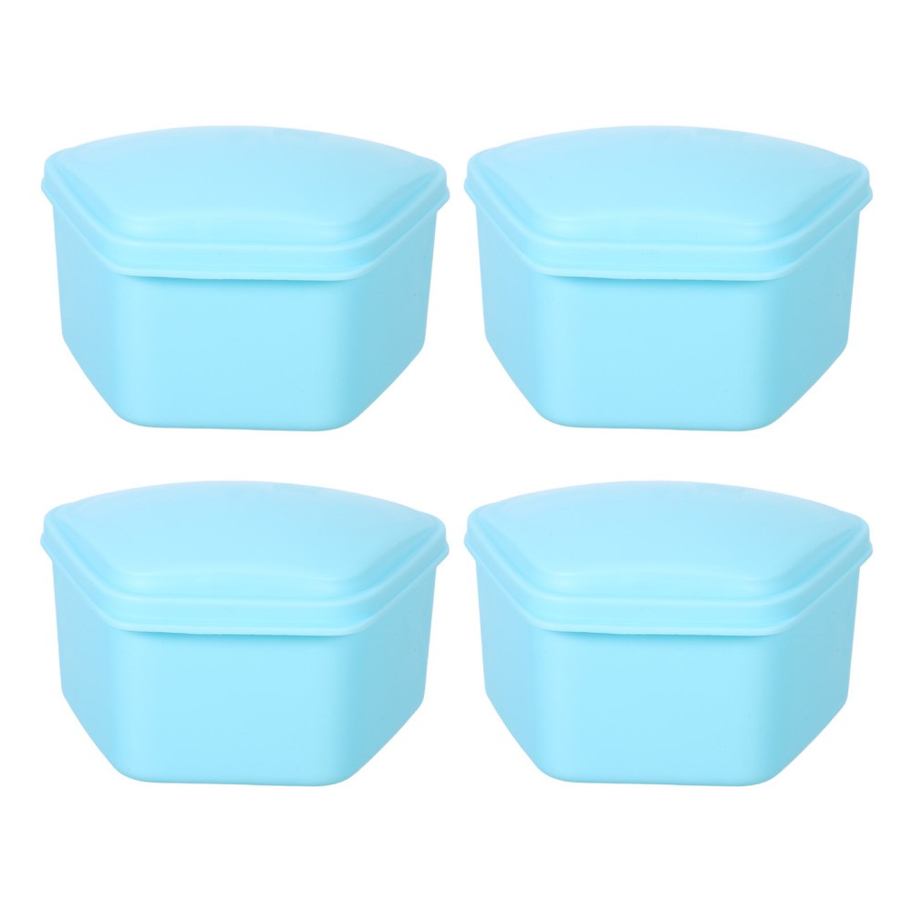 4 Pcs Retainer Travel Case Soaking Denture Soaker Container Leakproof