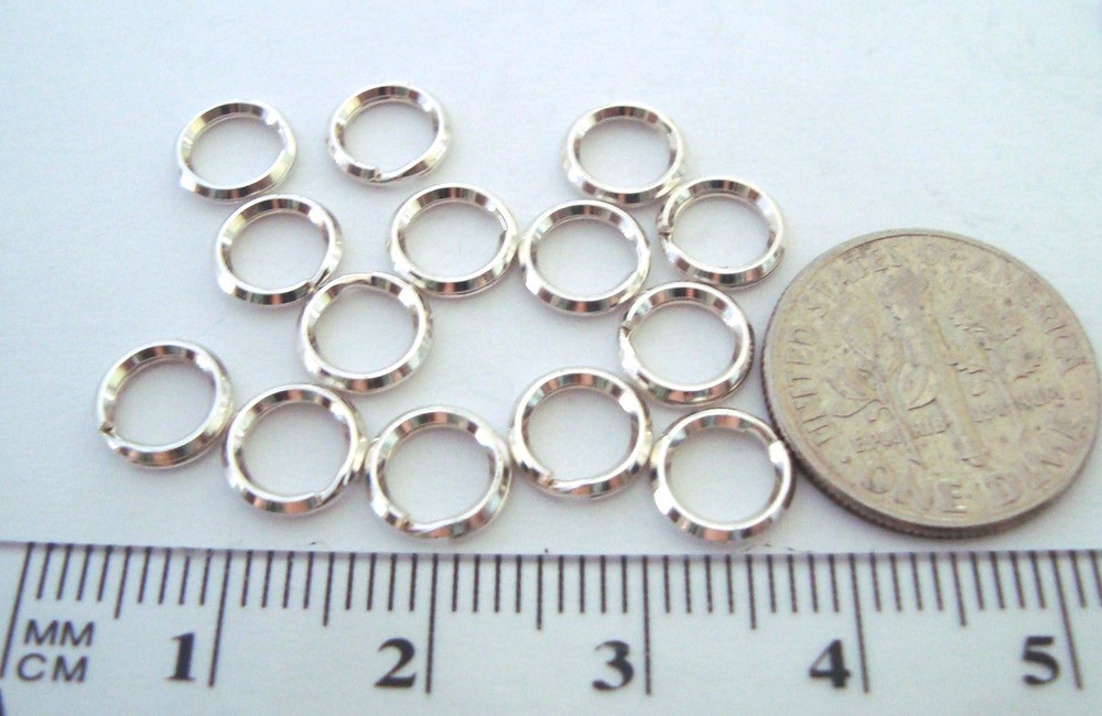 20pcs 7mm bright strong hard solid 925 Sterling SILVER Split Rings connector R37