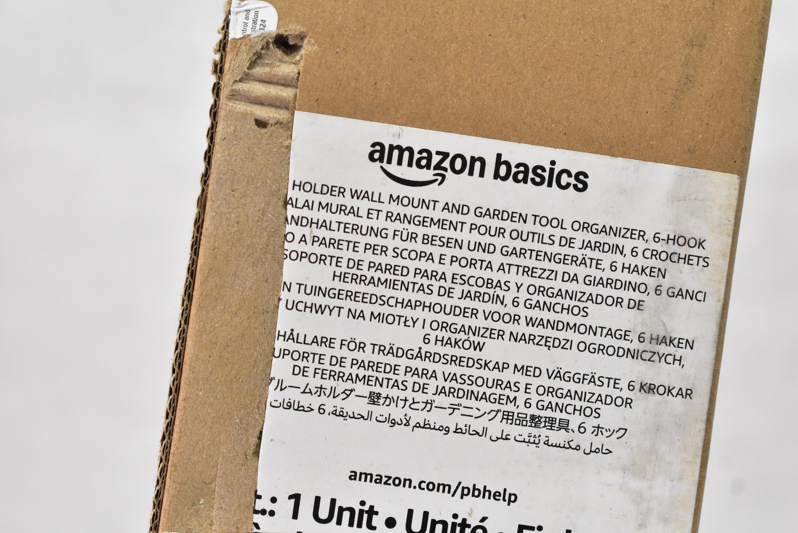 Amazon Basics Broom Holder Wall Mount Garden Tool Organizer 6 Hooks Gray Rack