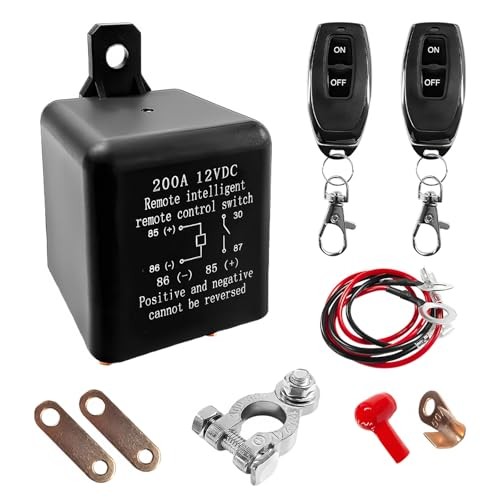 Remote Battery Disconnect Switch, 12V 200A Battery Cut Off Switch with 2