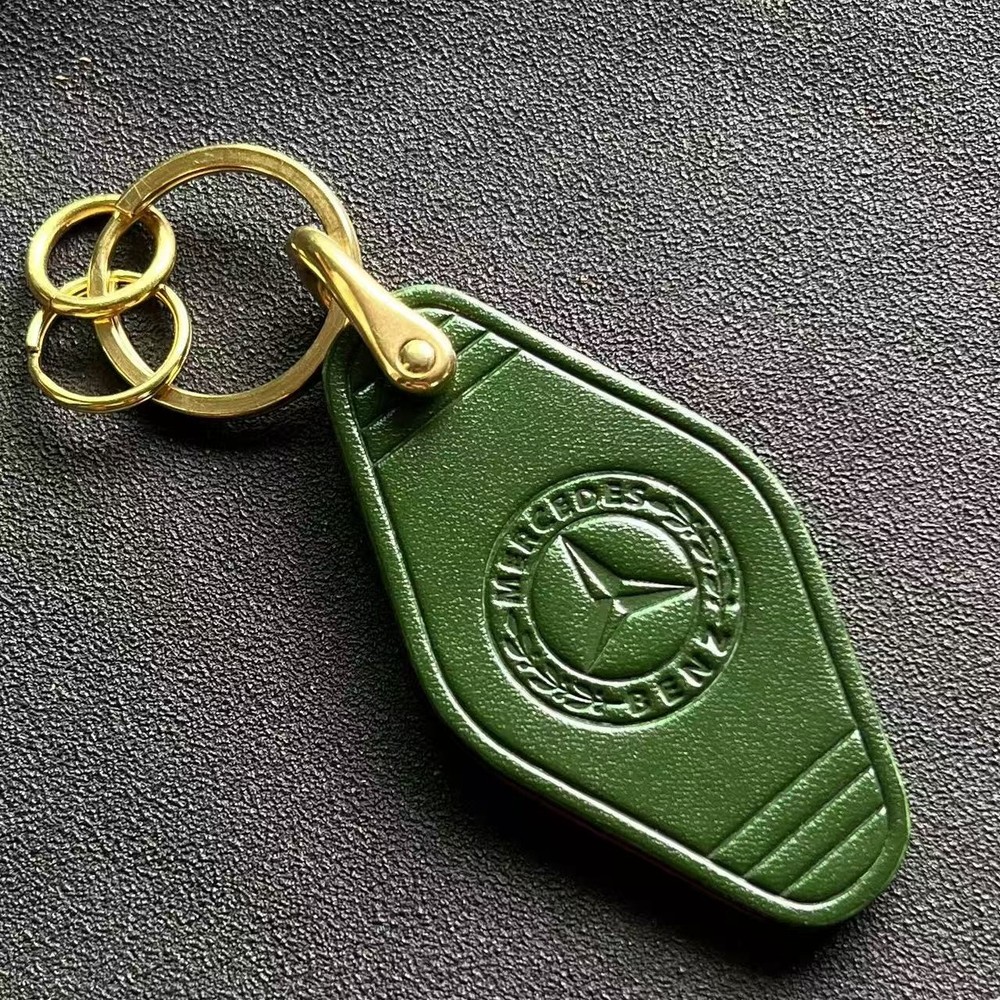 Handmade Genuine Leather Brass Keychain - Suitable for B/C/E/S Class