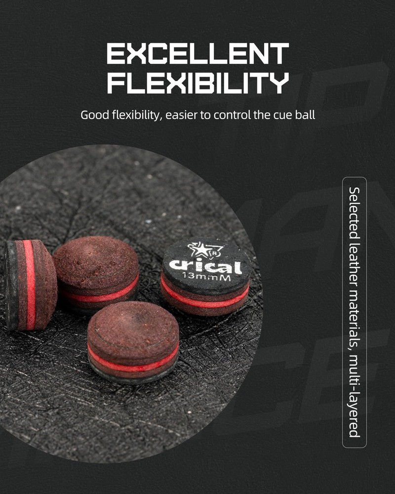 Pool Cue Tips 5 Layer Pool Stick Tips (Hardness Soft/Medium/Hard) Billiard Cu...