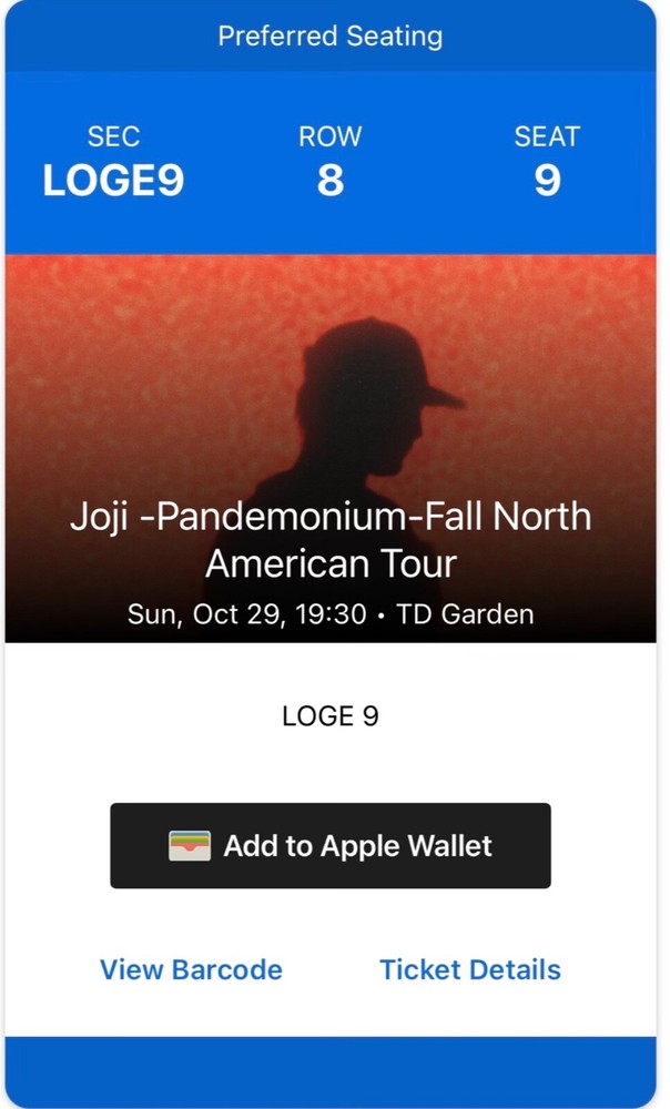 Joji (2 TICKETS BOSTON TD GARDEN 10/29) 