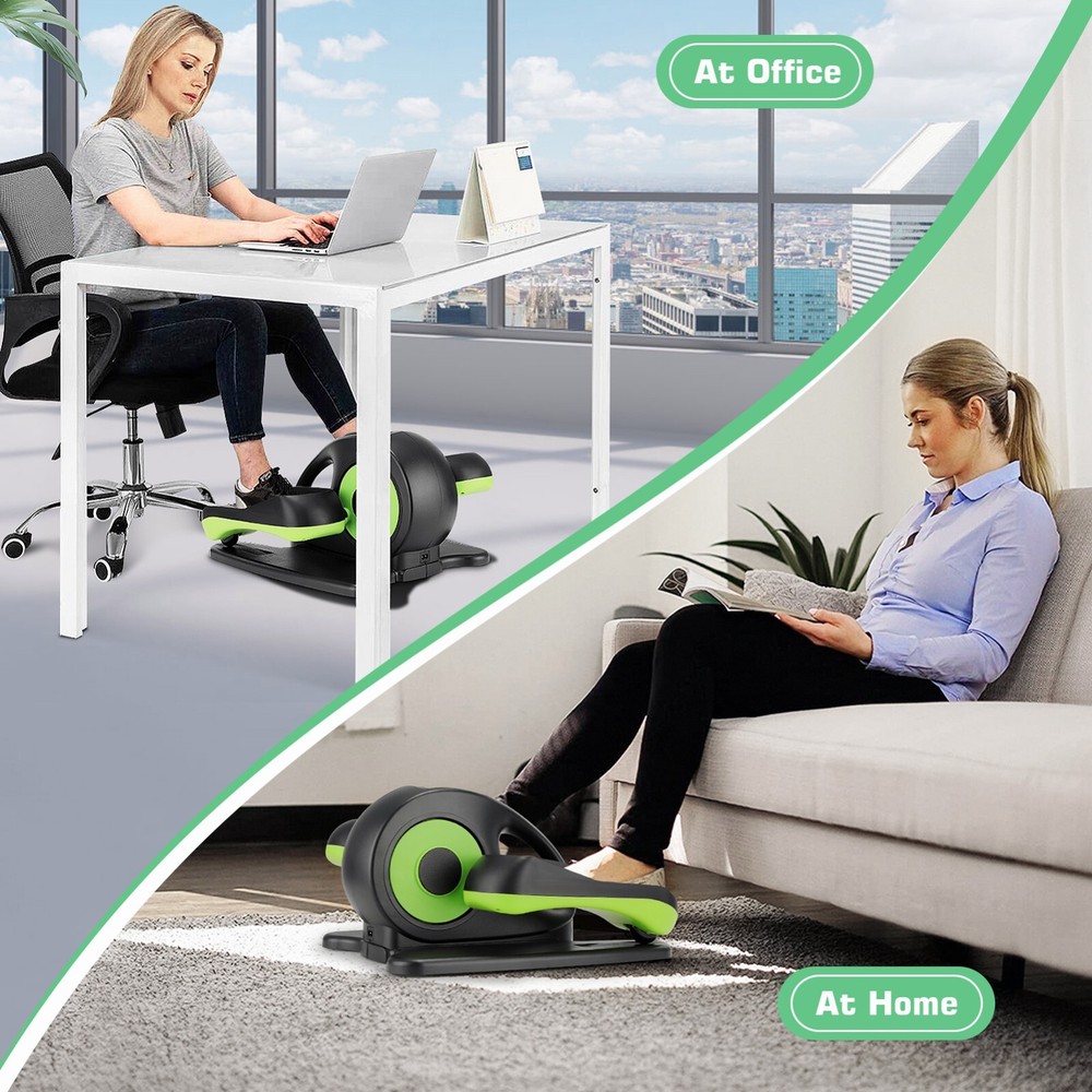 Under Desk Elliptical Seated Pedal Exerciser w/Remote Control &LCD Display Green