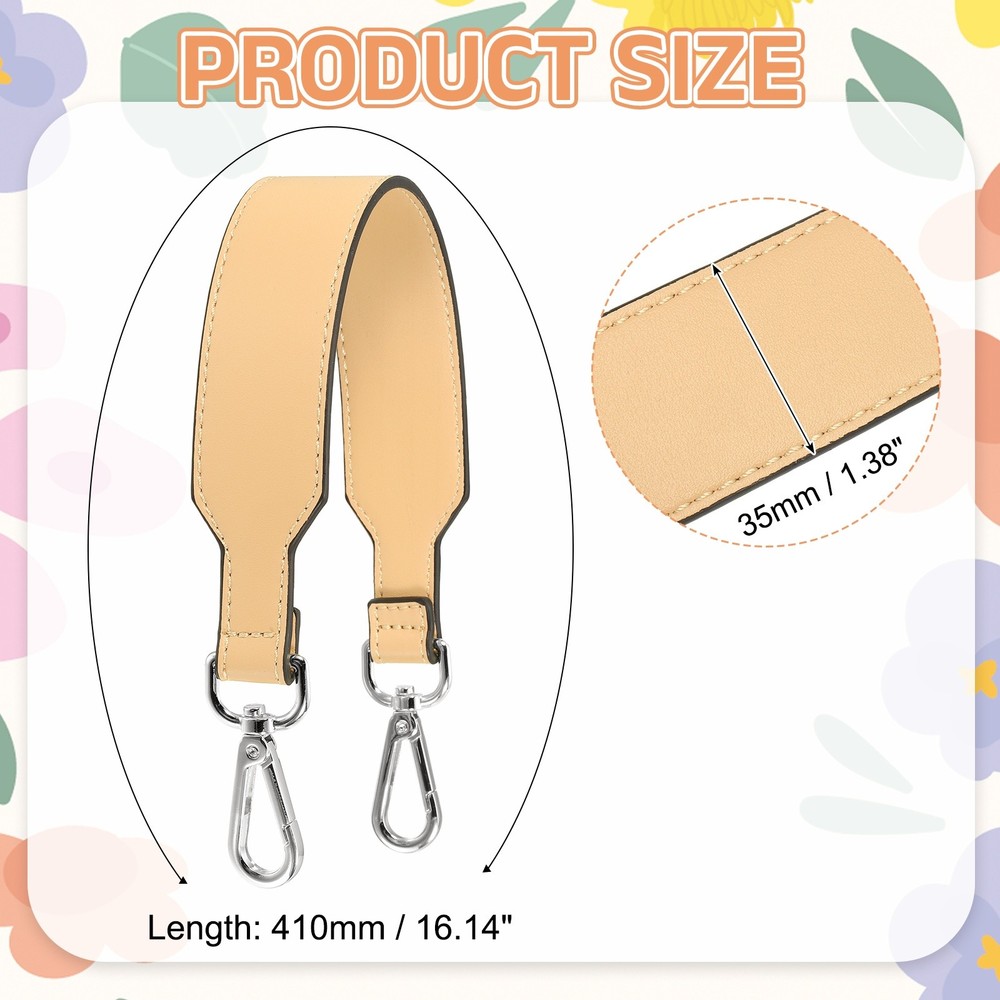 16 Inch Leather Purse Strap, Plain Pattern with Silver Buckle, Apricot