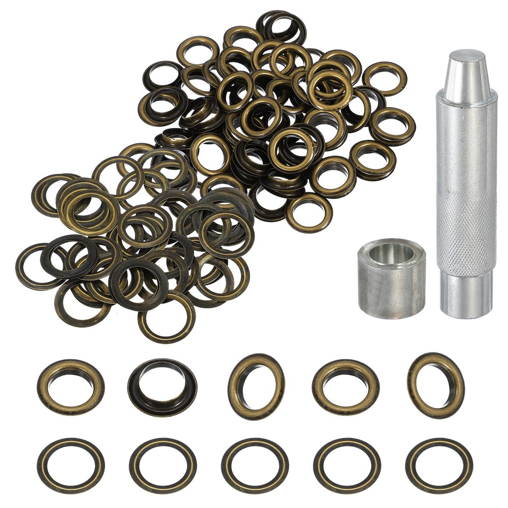 80Set Grommets Eyelets Kit 17mm Copper Eyelets with Setting Tool Bronze