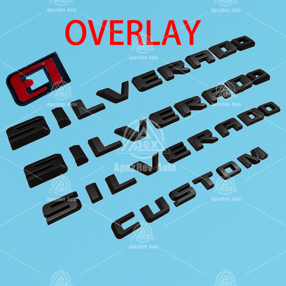 2019-2025 Matte Black For Silverado Custom Emblem Nameplate Badge Kit Overlay