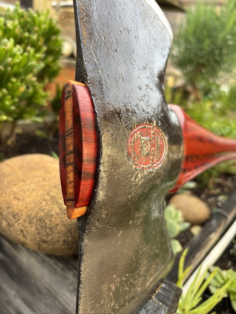 Collared Vaughan Adze Eye Axe on African Padauk