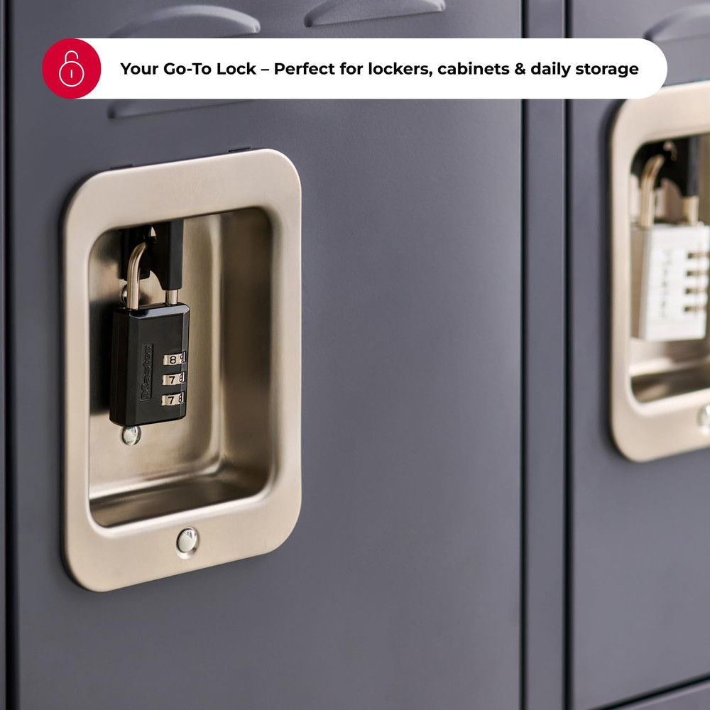 Black Combination Padlock, Indoor Gym Locker Lock with Customizable 3-Digit Code