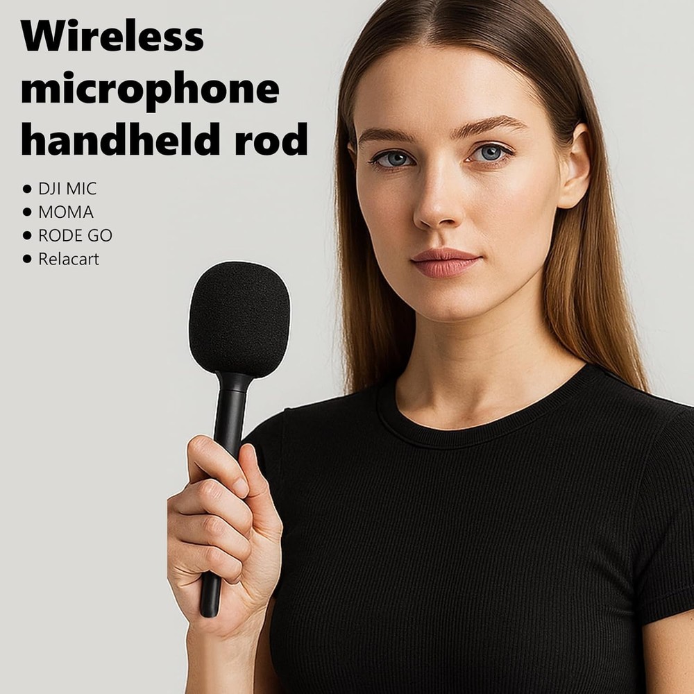 Mic Handle for DJI Rode Microphone, Handheld Stand Holder for Wireless GO2, Inte