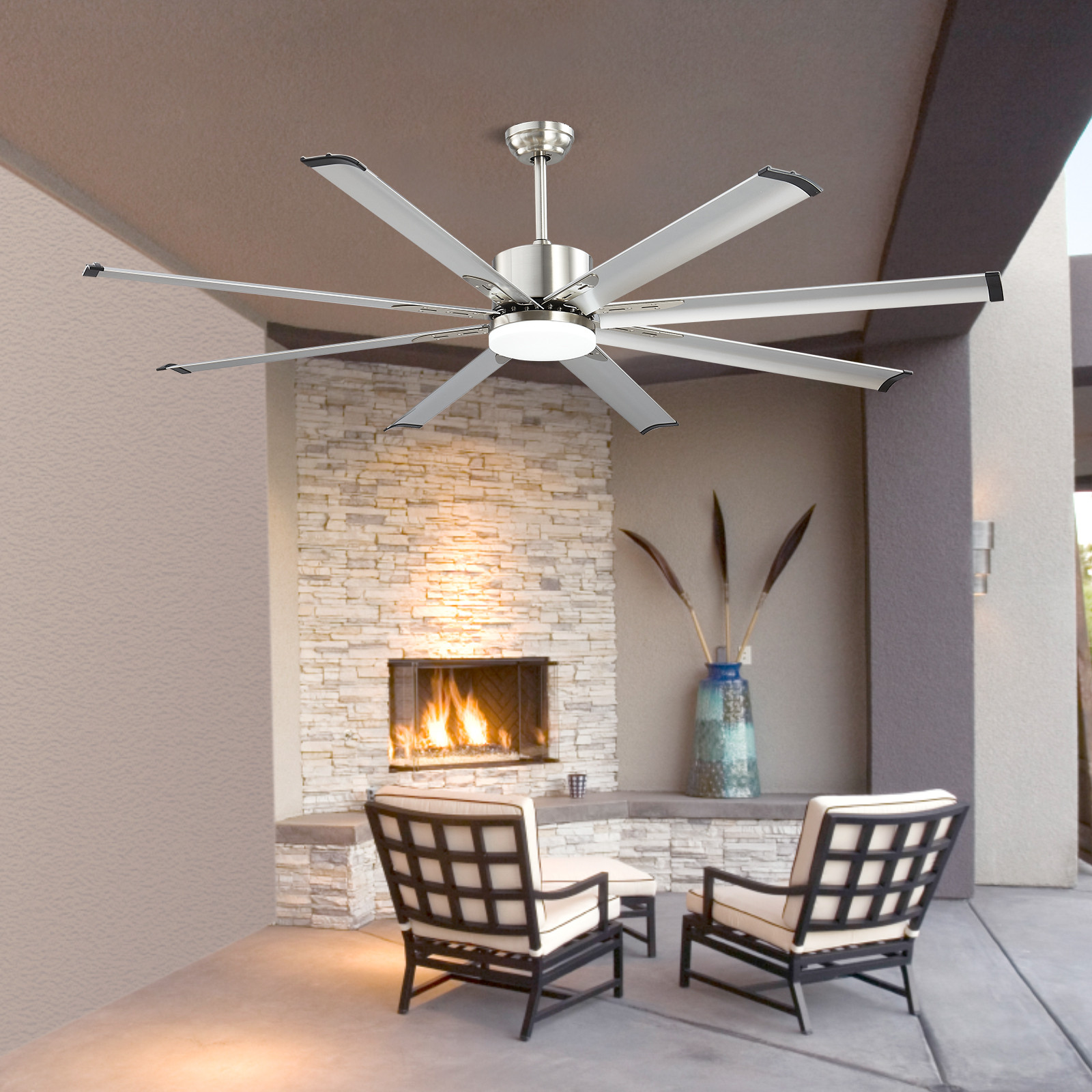 VEVOR 72 In Ceiling Fan with LED Light Remote Control Brushed Nickel Reversible