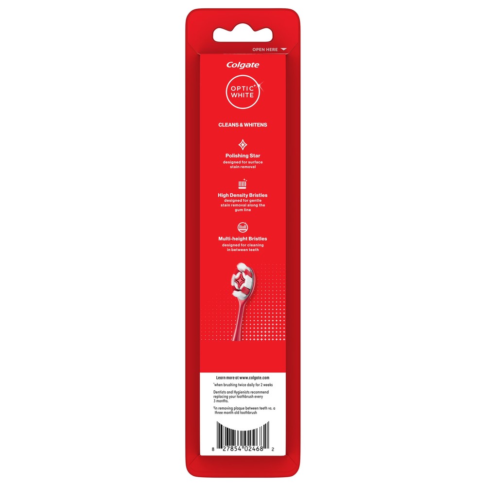 Colgate Optic White Soft Toothbrush for Adults, 2 Pack