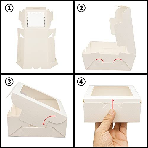 50pcs 5x5x2 Inch Cookie Boxes with Window White Bakery Boxes Pastry Boxes for...
