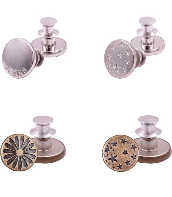 willikiva 4Pcs Instant no sew metal Adjustable Jean Button