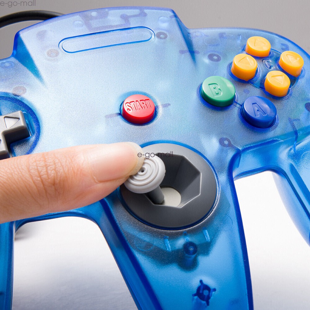 Classic N64 Wired Controller Joystick Remote for Nintendo N64 -Transparent Blue