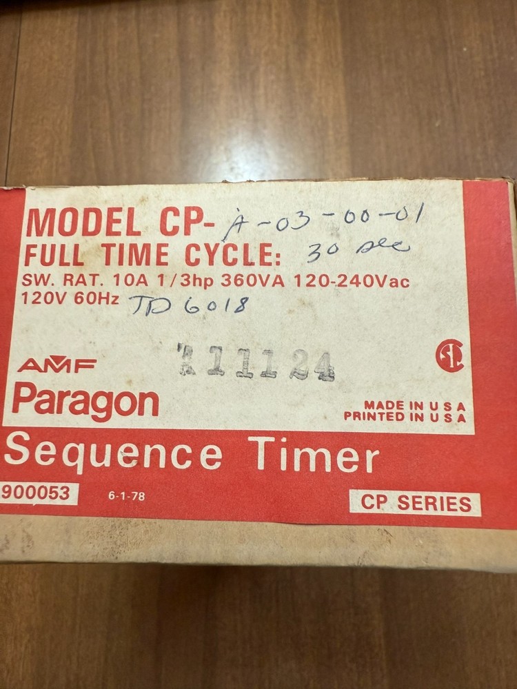 NEW IN BOX PARAGON FULL TIME CYCLE  SEQUENCE TIMER CP-A-03-00-01  - 30 SEC