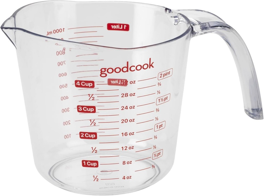 Everyday 4-Cup Liquid Measuring Cup, Clear Plastic with Easy-to-Read Markings