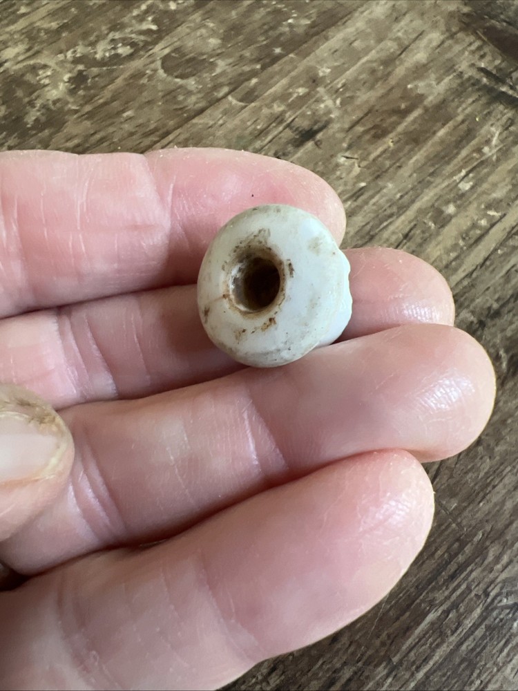 Tiny Antique WHITE PORCELAIN DRAWER PULL Chip