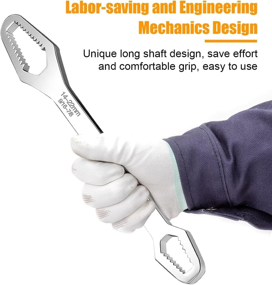 Universal Wrench 8-22mm Self Adjusting Spanner Double Ended Torx Grip Multi Tool
