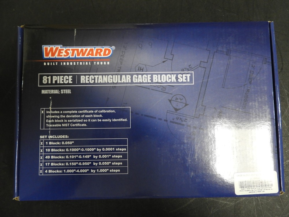 Westward 81 pc Rectangular Machining  Gauge Block Set - .05" to 4.0" - 2YNK8