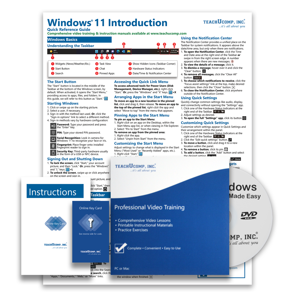 Learn Microsoft WINDOWS 11 DELUXE Training Tutorial Course Quick Reference Guide