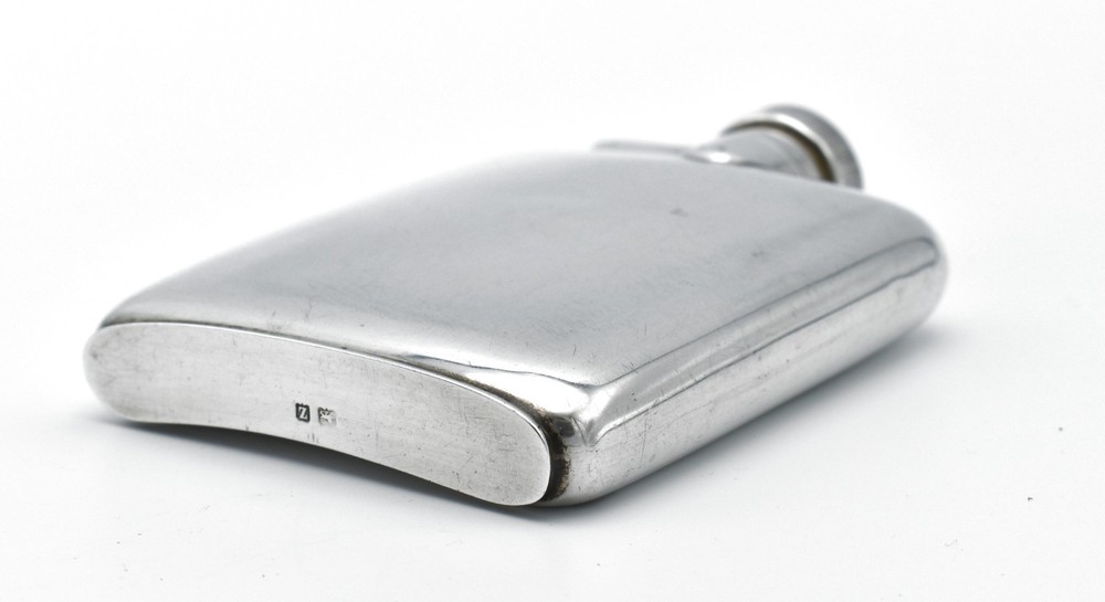 Antique Solid Silver Hip Flask Spirit Flask All Silver 1924