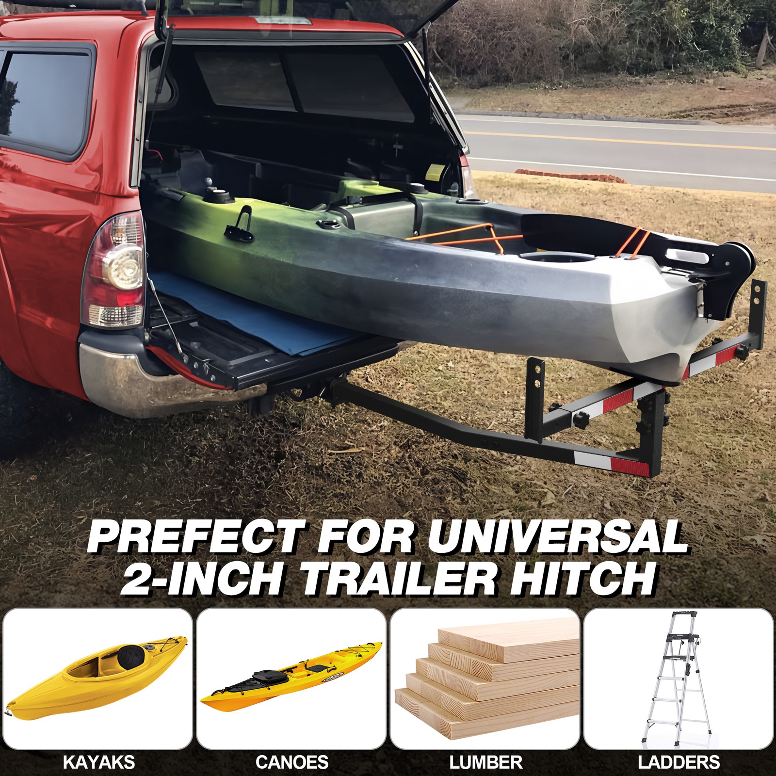 800lbs Load Extender Truck Hitch Support Haul Ladder Lumber Rack Roof Tailgate