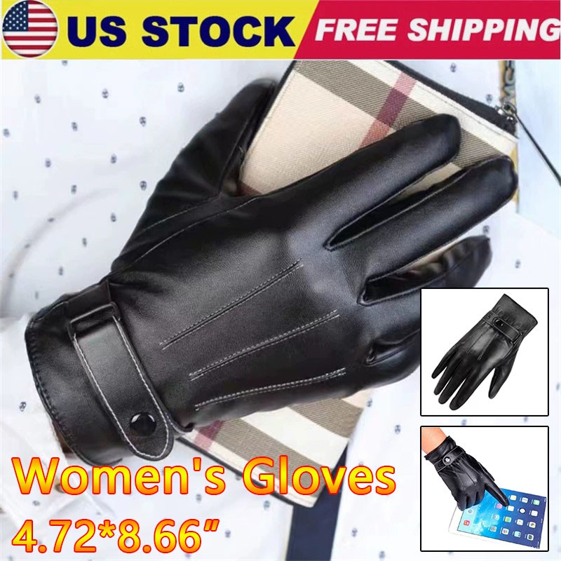 Black Driving Leather Soft Fleece Lined Thermal Winter