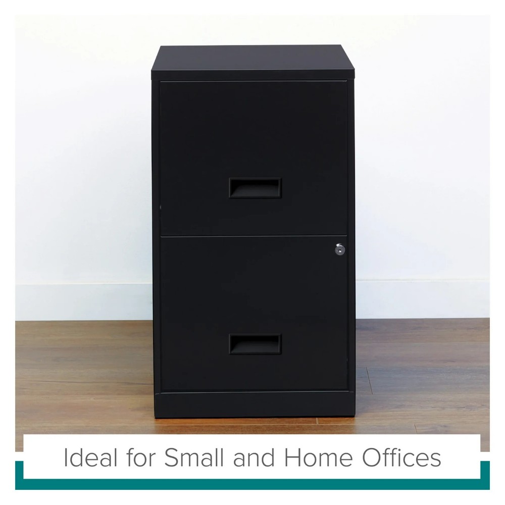 Space Solutions 18" Deep 2 Drawer Letter Width Vertical File Cabinet, Black