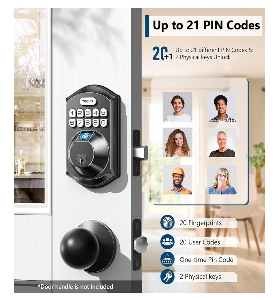 Smart Keyless Entry Electronic Keypad Deadbolt for Front Door,Auto Lock/Black