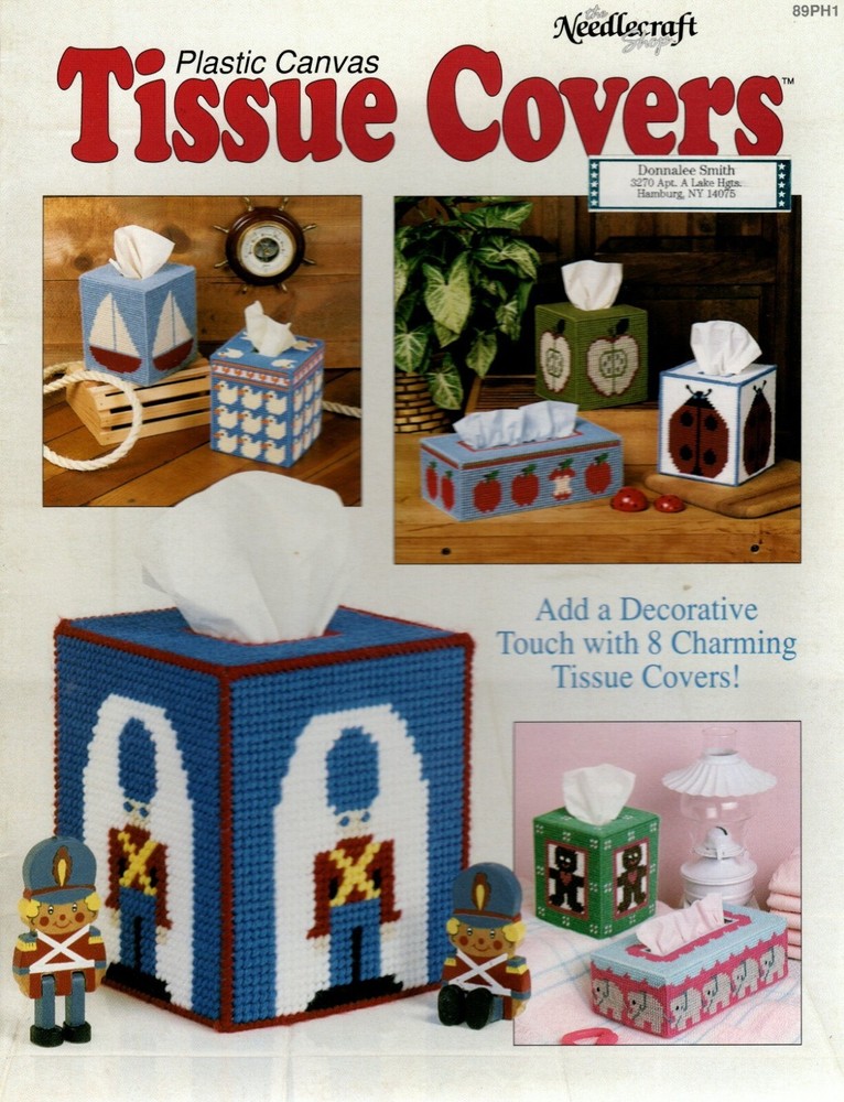 Needlecraft Shop 89PH1 TISSUE COVERS 8 Designs Plastic Canvas Pattern Leaflet