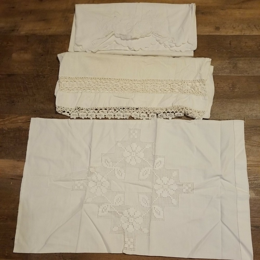 3 White Pillowcases  (Doesn't Match)