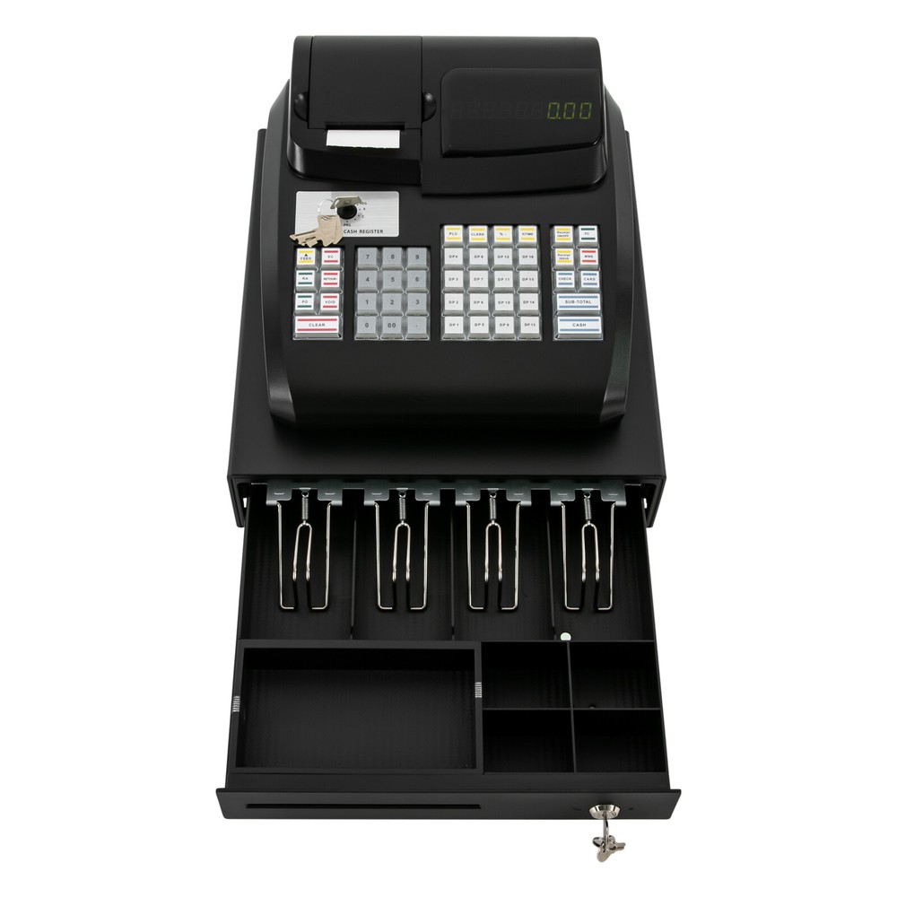 Electronic Cash Register with LED Display, 47 Keys & Secure Drawer