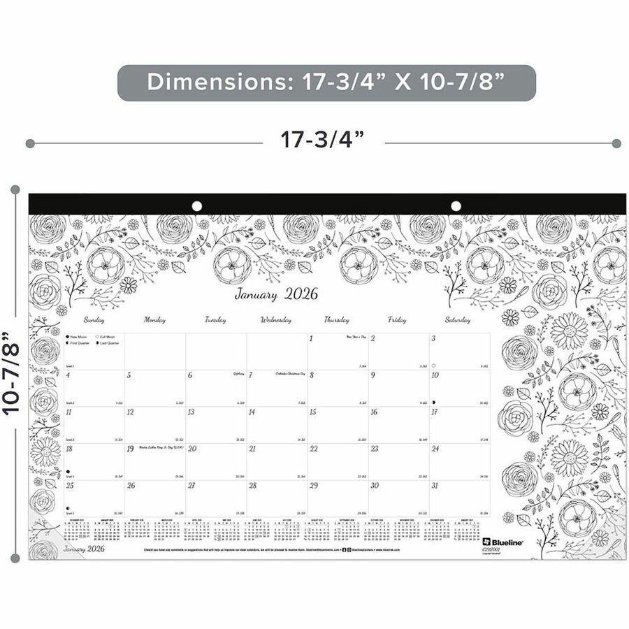 Blueline DoodlePlan Compact Desk Pad - Botanica (c2917001)