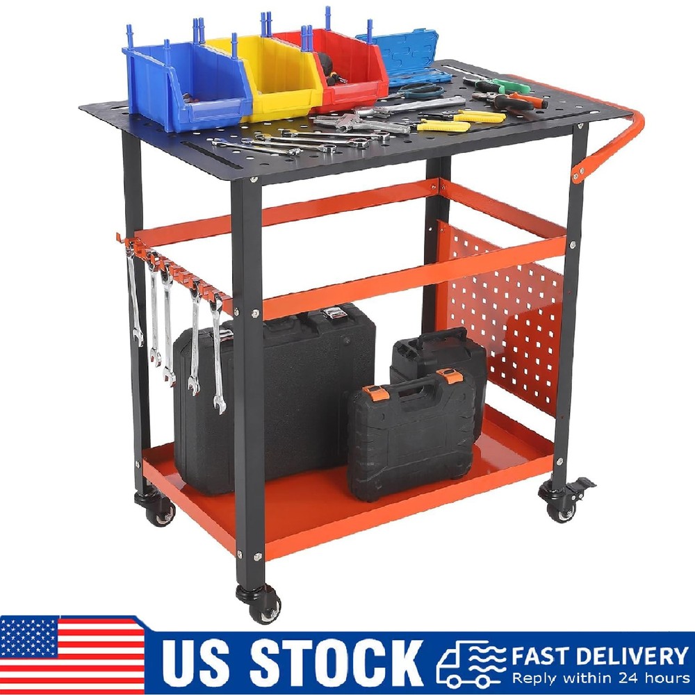 36"x24" Welding Table ,Heavy Duty Rolling Welding Workbench 600LBS Tool Storage