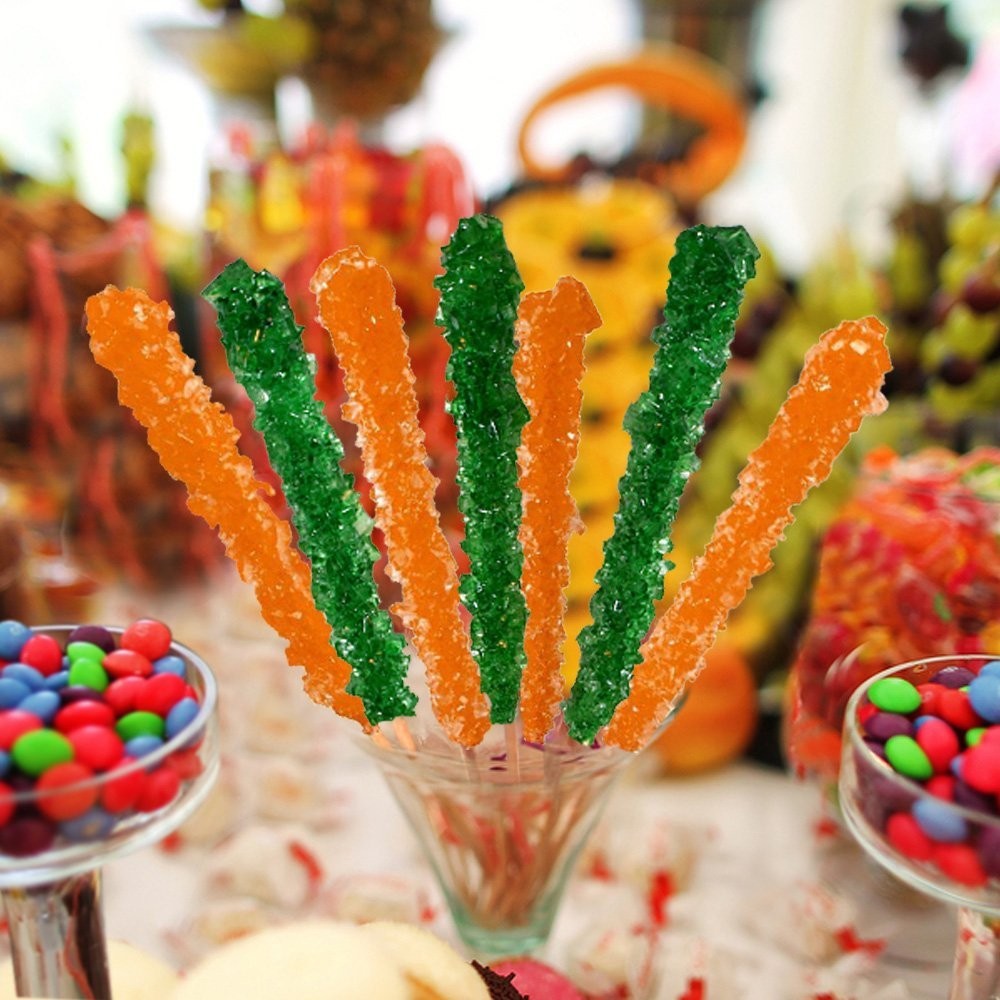 Extra Large Orange Rock Candy Sticks 12 Pack Individually Wrapped Bulk Candy