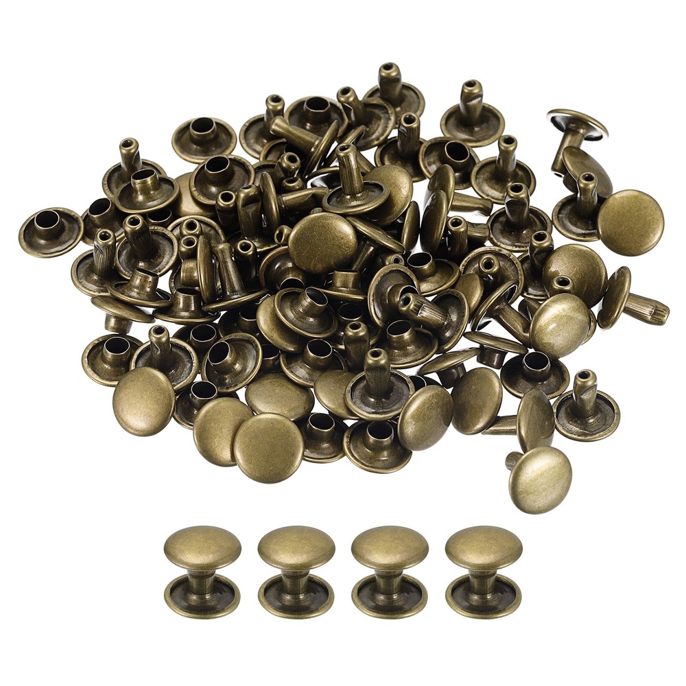 100Set 9mm Double Cap Rivet Leather Rivet 8mm Height Stud