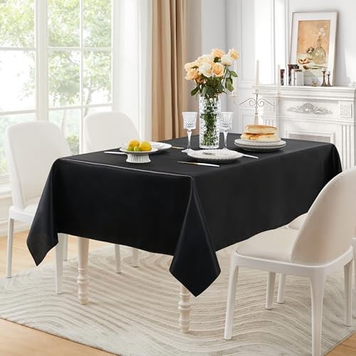 1 Pack Square Satin Table Cover Silkly Soft Table 52" x 52" (Square) Black