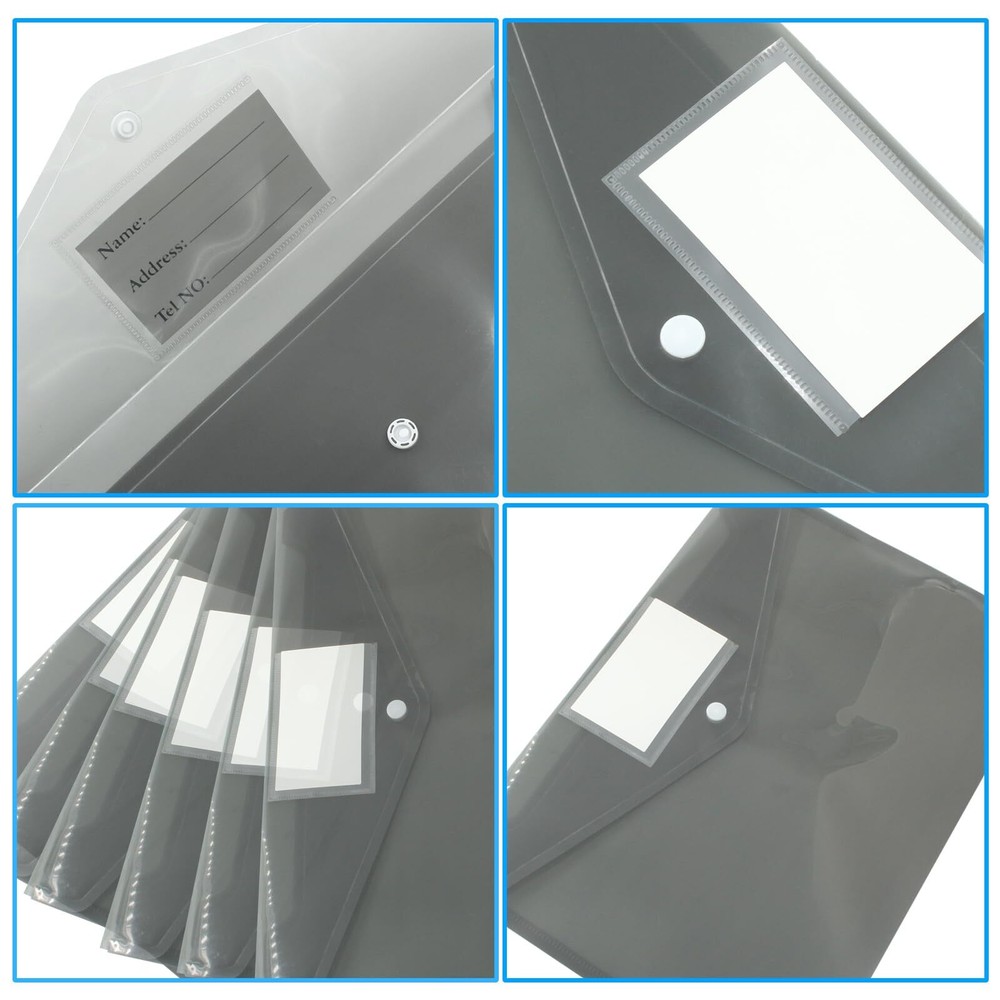 6 Pack Plastic Envelopes Poly Envelopes Folder A4 Size File Folders for Docum...