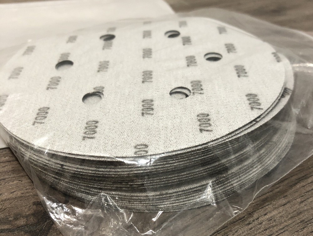 25 Pack 7000 Grit 6 Inch 6-Hole Sanding Discs Hook & Loop Backing