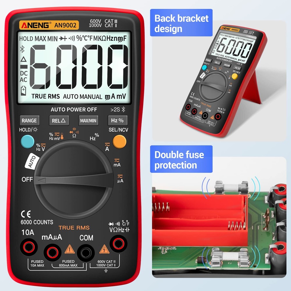 Bluetooth Multimeter Digital Tester Autoranging Trms 6000 Counts Ohmmeter For Ac
