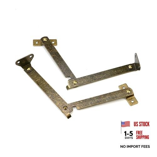 2 Pcs Lid Support Hinge Folding Lid Support Hinges 180 Degree Rotatable Bronze
