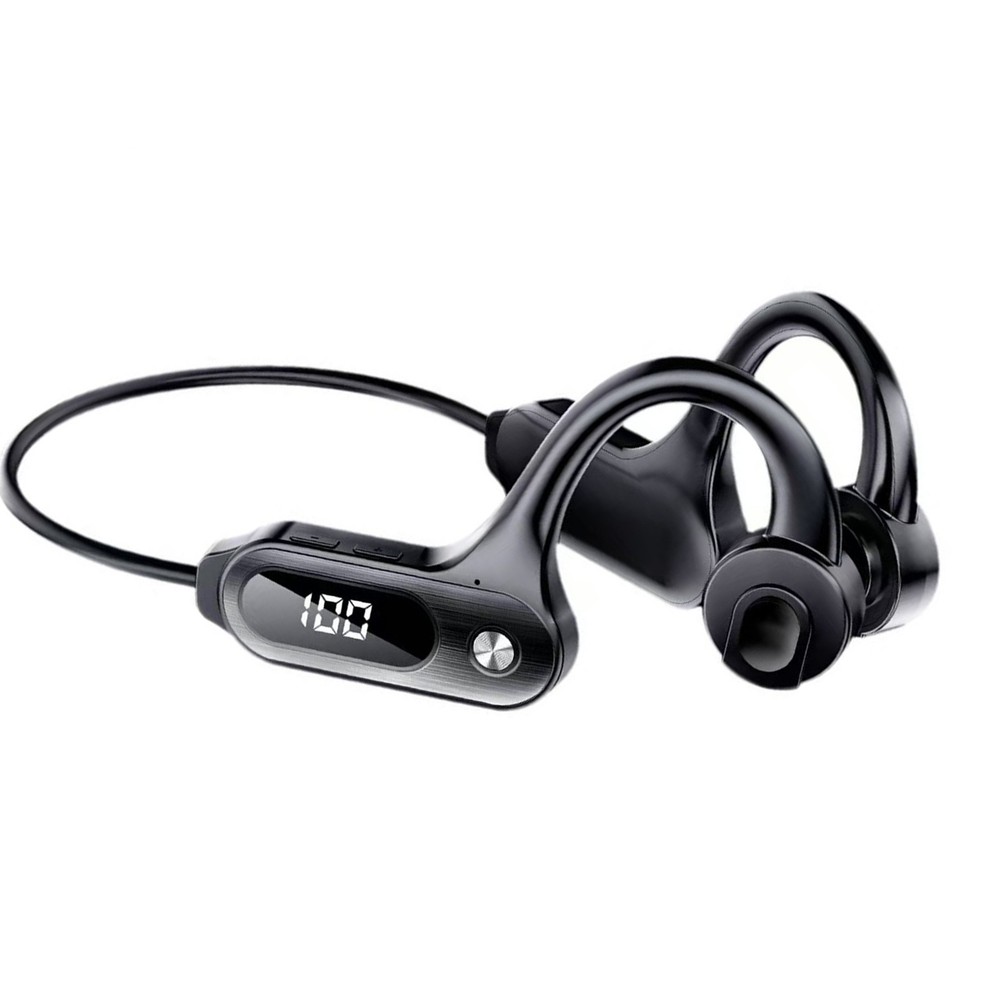 LED Digital Screen Bone Conduction Headphones Simple Operation 300mah Commute